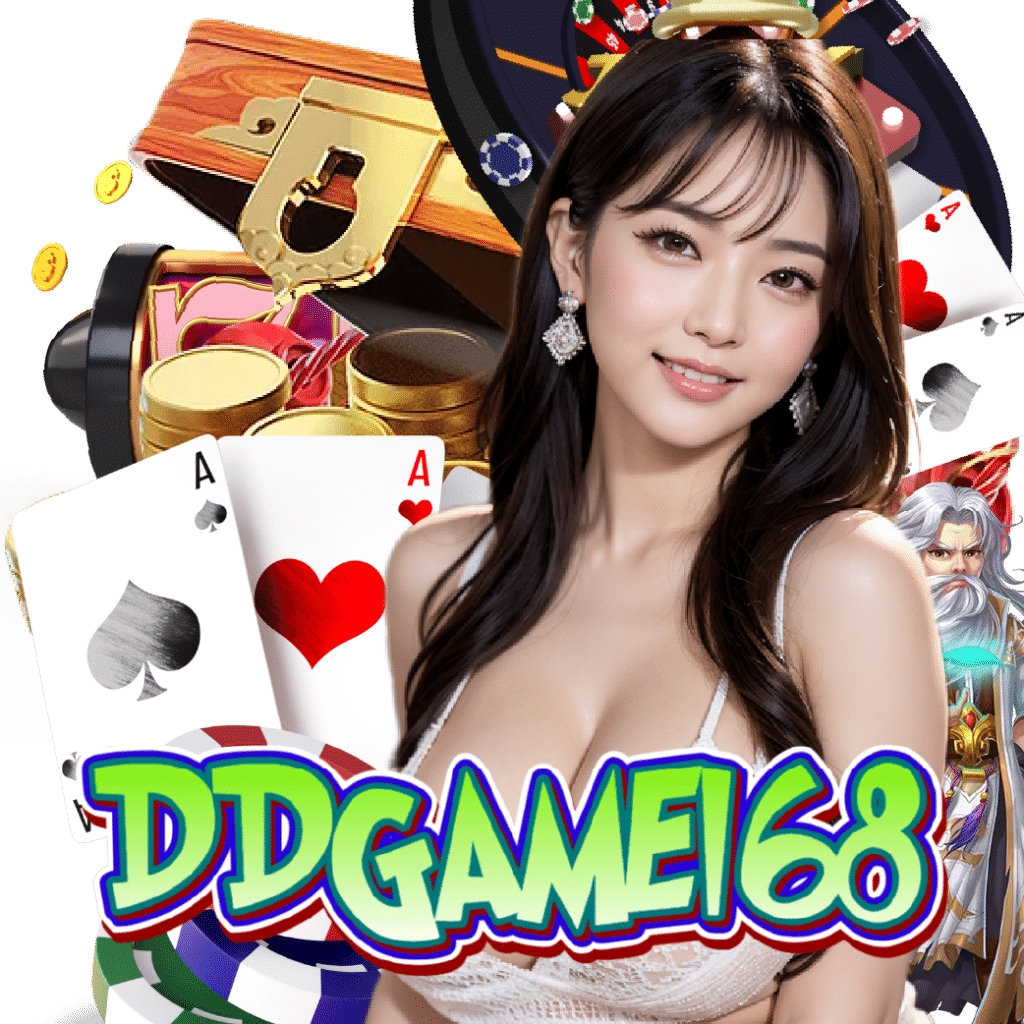 Woman with casino elements and logo